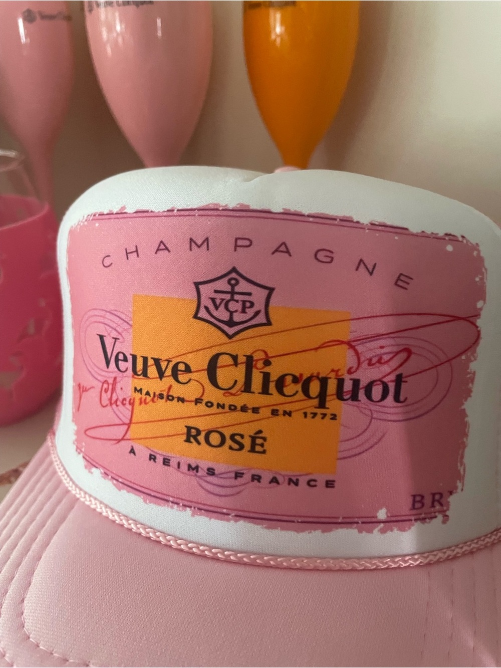 Pink Veuve Trucker Hat -New - Picture 2 of 2